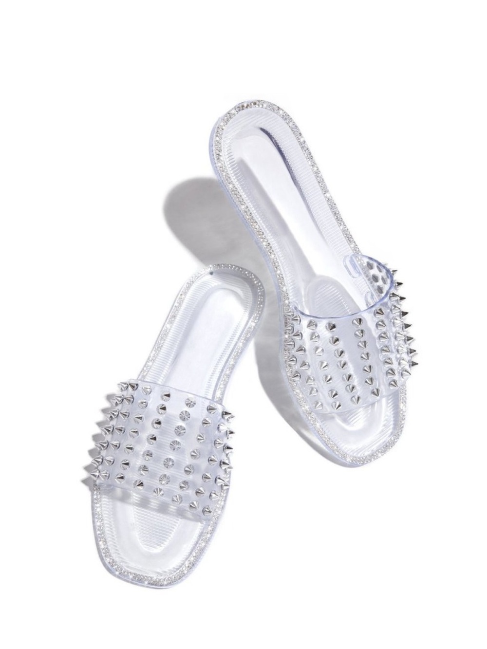 ✨ Forever 21 Clear Studded Rhinestone Slides – Size 7 ✨